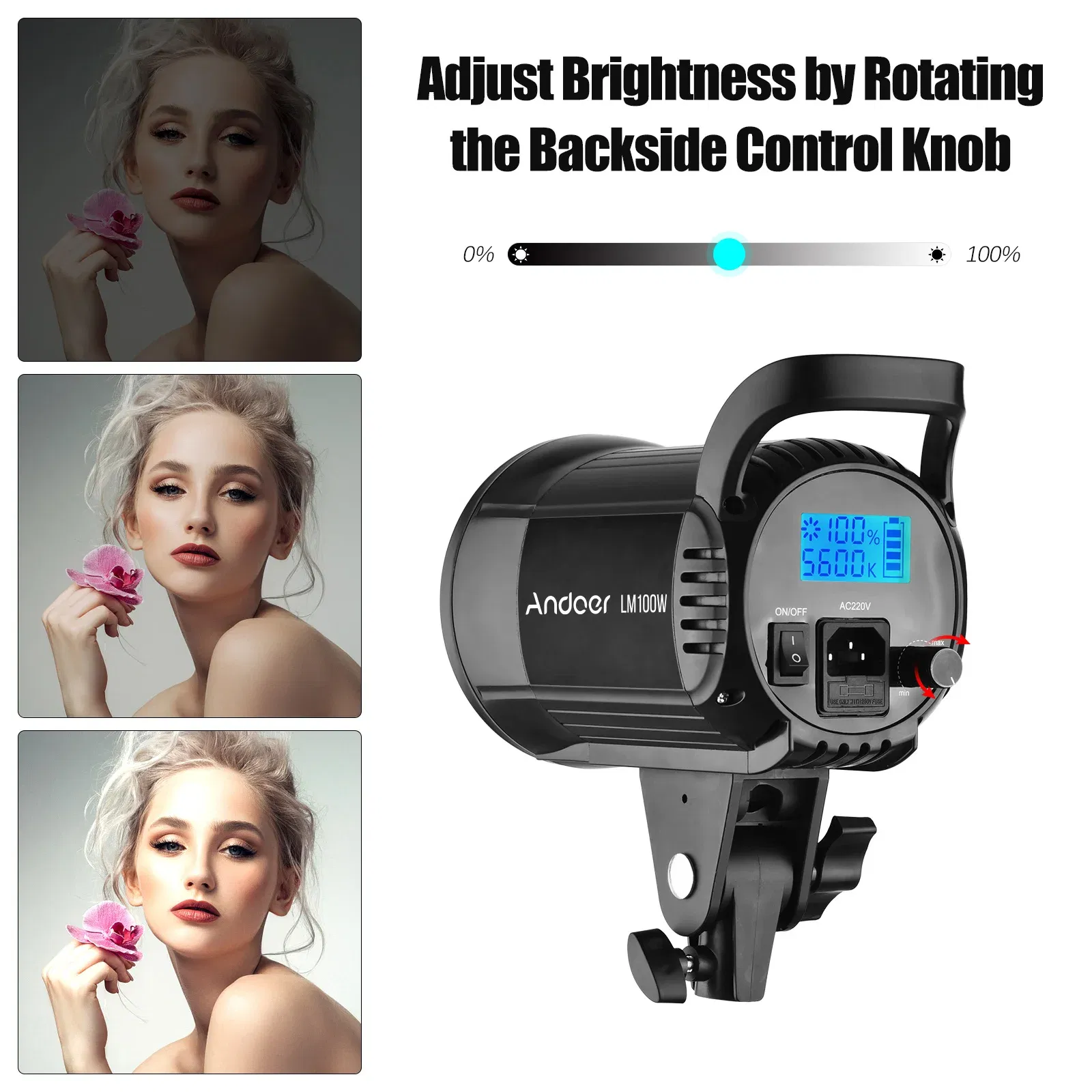 Plug Type: EU, Ships From: CHINA - New! Andoer 100W Studio LED Video Light 5600K Dimmable Bowens Mount Continuous Light with Remote Control for Video Live