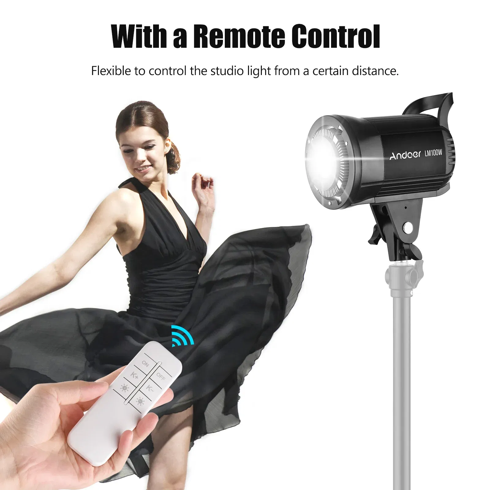 Plug Type: EU, Ships From: CHINA - New! Andoer 100W Studio LED Video Light 5600K Dimmable Bowens Mount Continuous Light with Remote Control for Video Live
