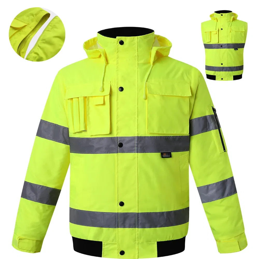 Color: Yellow, Size: XXL - High Visibility Parka Windproof Jacket Waterproof Parka Men's Work Reflective Parka