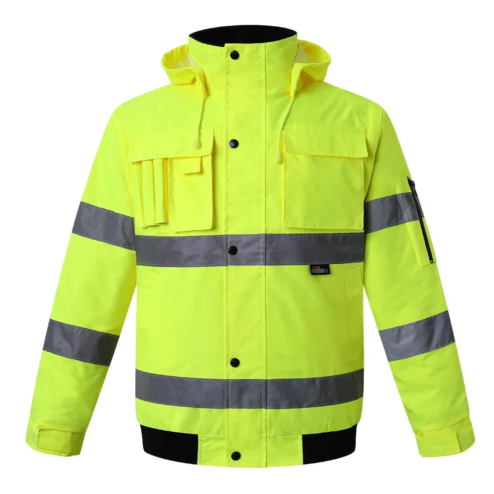 Color: Yellow, Size: XXL - High Visibility Parka Windproof Jacket Waterproof Parka Men's Work Reflective Parka