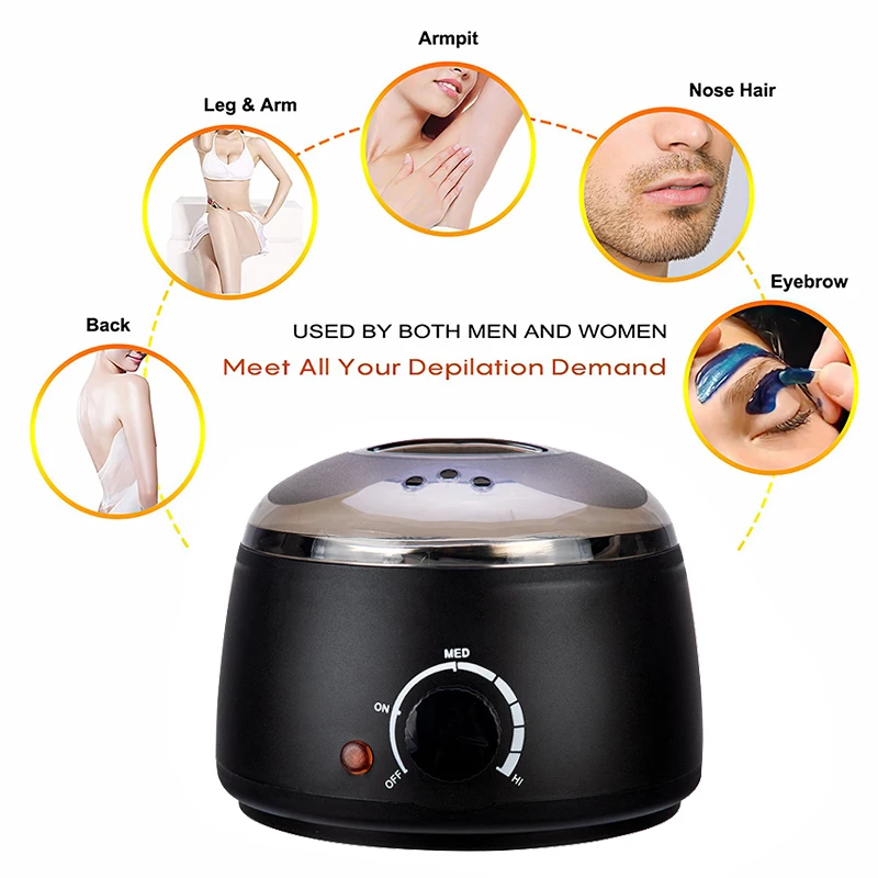 Color: Brown - 200ml Wax Heater Hard Wax Bean Heating Wax Machine Hair Removal Paraffin Heater Depilatory Epilator Wax-melt Pot For Wax Bean