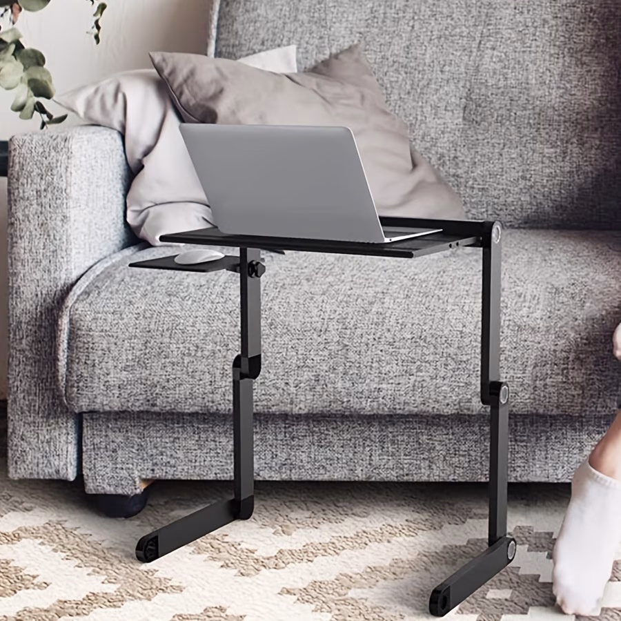 360-Degree Adjustable Folding Laptop Desk Table – Aluminum Alloy Portable Standing Desk with USB Cooling Fans and Mouse Pad