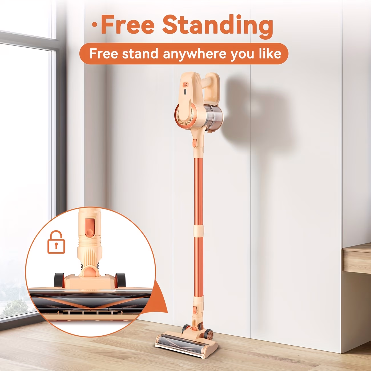 Cordless Vacuum Cleaner with 35KPA Ultra-Strong Suction – Large Dustbin, Tangle-Free Floor Brush, Extended Battery Life, and Quiet Operation