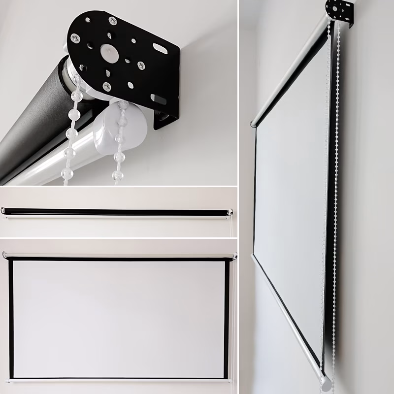 254.0cm Manual Pull-Down Projector Screen – HD Matte White with 180° Viewing Angle, Wall/Ceiling Mount
