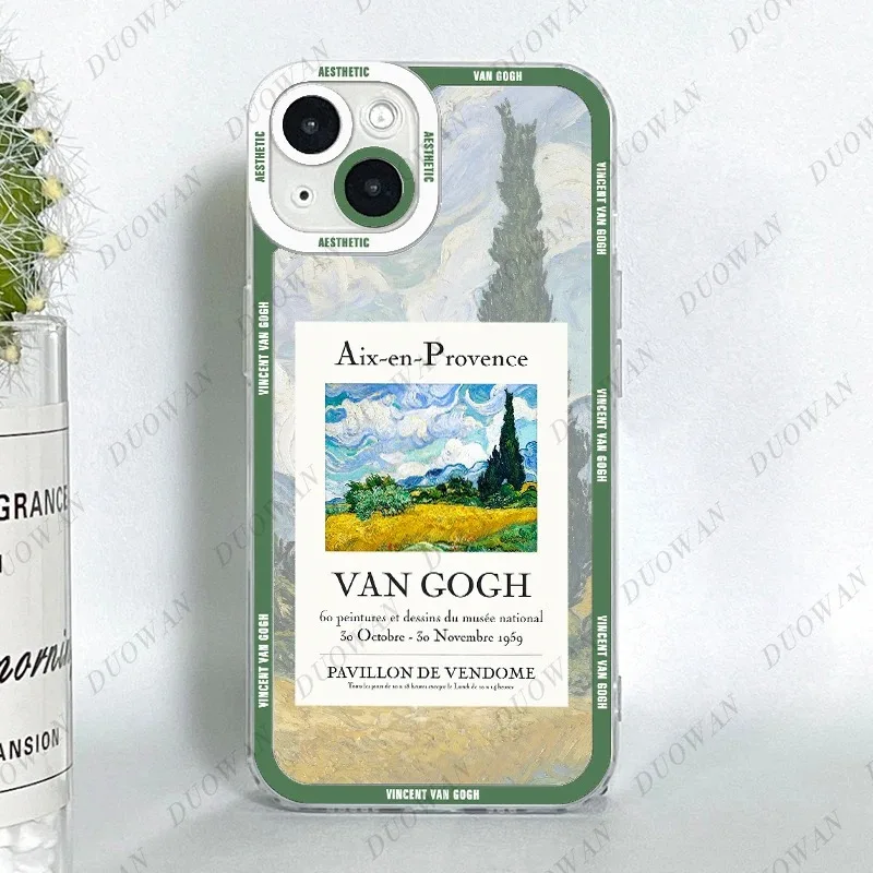 Color: GRAY, Material: POLYESTER - Van Gogh Oil Painting Phone Case For Samsung A12 A13 A14 A22 A23 A31 A32 A33 A42 A50 A51 A52 A53 A71 A72 A73 4G TPU Clear Case