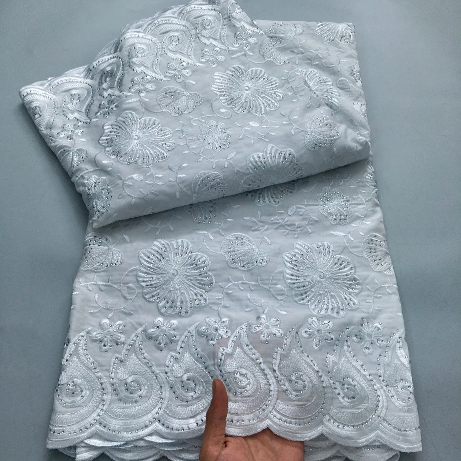 Color: pink, length: 5 yards, Width: 120cm - Green Nigerian Embroidered Cotton Lace Fabric 2025 High Quality 5 Yards African Swiss Lace Fabric Party Dress for Women A4210