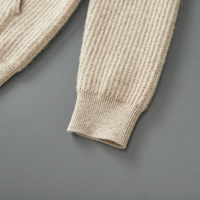 Color: SKY BLUE, Size: L, Ships From: CHINA - New Product 100% Merino Wool Knitted Cardigan For Men Hooded Sweater Casual High-end Jacket Men's long Sleeved Wool Sweater Coat