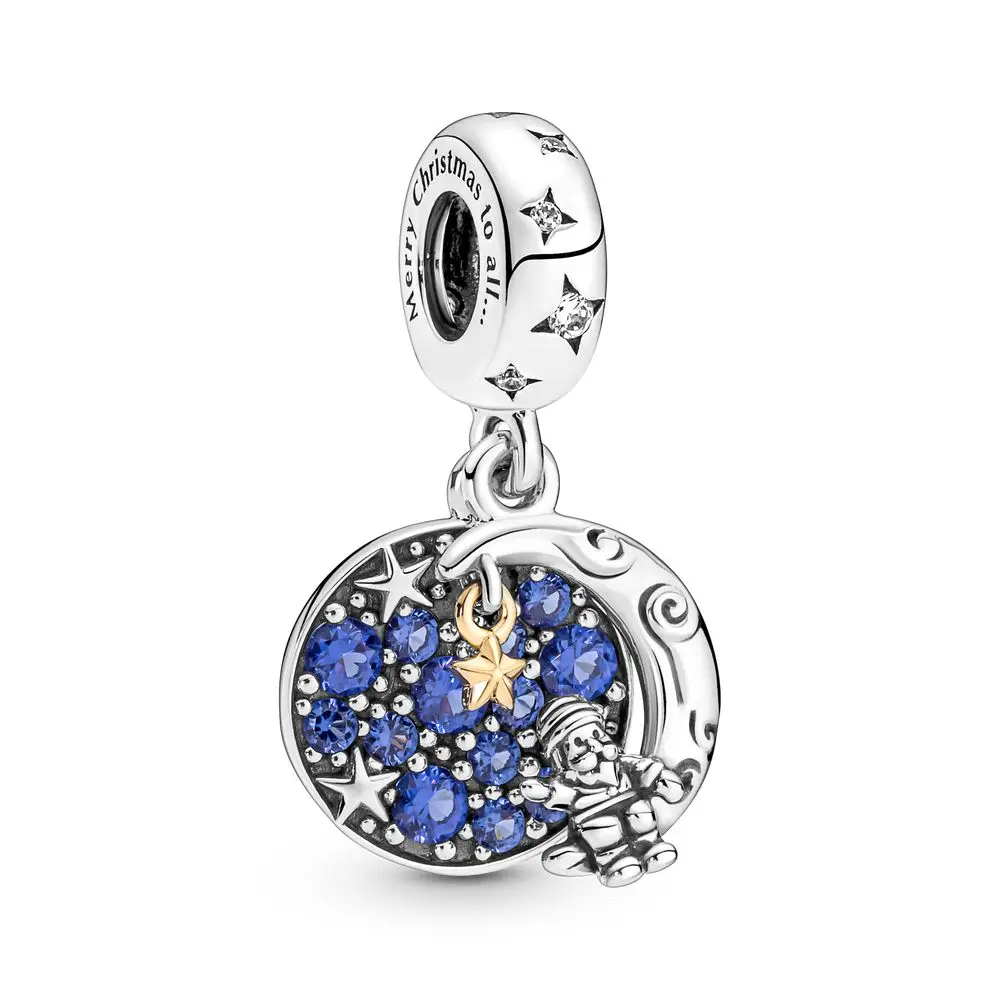 Gem Color: Yellow - Pure Silver 925 Christmas Charm Fit DIY Pandora Bracelet Christmas Gift