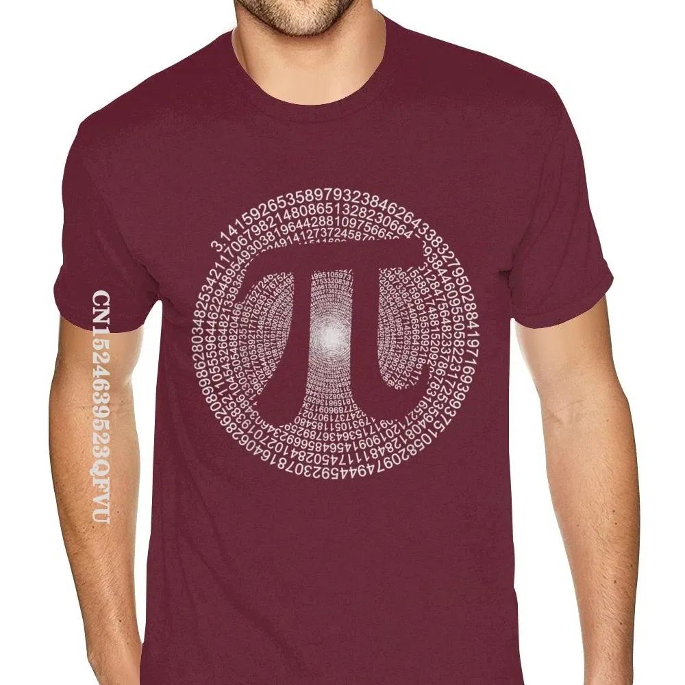 Color: Brown, Size: L - Classic Pi T Shirt 3,14 Pi Number Symbol Math Science Gift Tee Shirts For Men Make Your Own Soft Cotton HipHop Print Tee