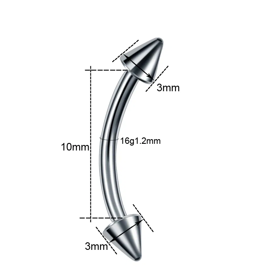 Metal color: Gold-color, Main Stone Color: black - G23 Titanium Epoxy Curved Barbells Eyebrow Rings Piercing Curved Bar Banana Eyebrow Ear Cartilage Tragus Body Piercing Jewelry