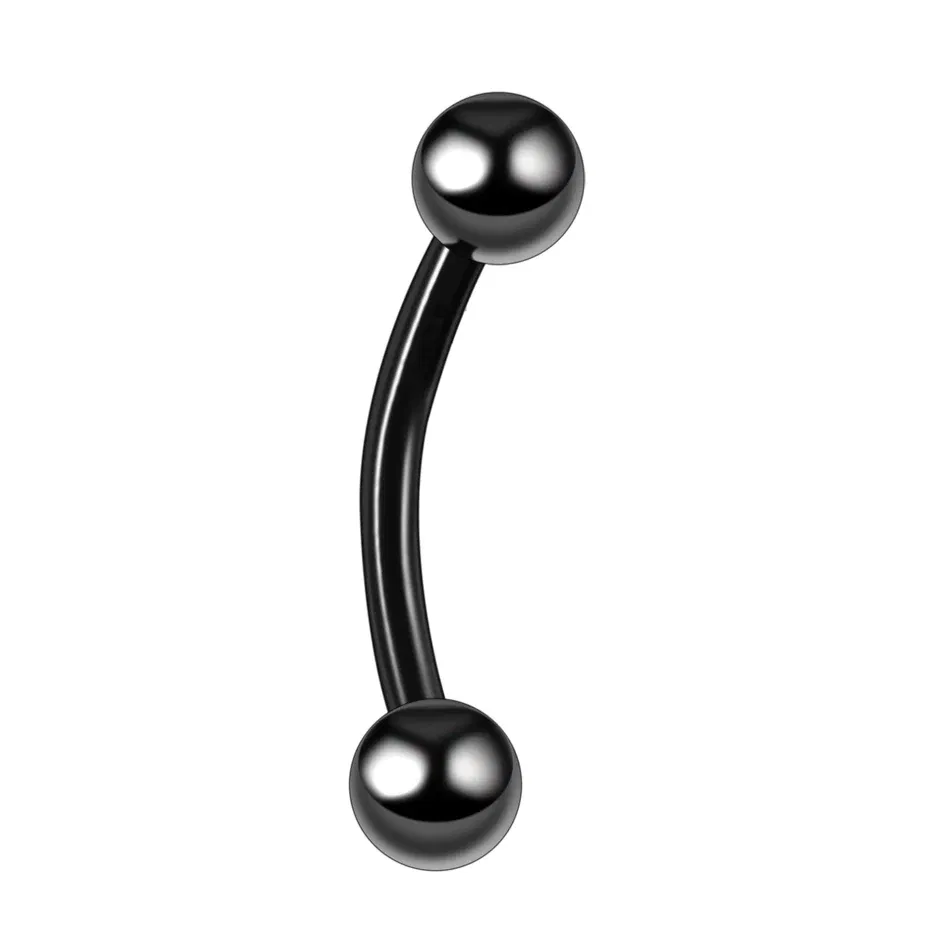 Metal color: Gold-color, Main Stone Color: black - G23 Titanium Epoxy Curved Barbells Eyebrow Rings Piercing Curved Bar Banana Eyebrow Ear Cartilage Tragus Body Piercing Jewelry