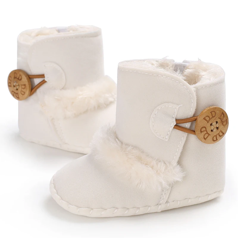 Color: army green, Baby Age: 13-18 Months - 2022 Baby Autumn Winter Boots Baby Girl Boys Winter Warm Shoes Solid Fashion Toddler Fuzzy Balls First Walkers Kid Shoes 0-18M