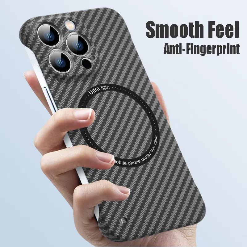 Color: Salmon Pink, Material: PE - Luxury Carbon Fiber for iPhone 11 14 Plus 12 13 Pro Max Magsafe Case Magnetic Wireless Hard Thin Slim Cover for iPhone 13 14 Max