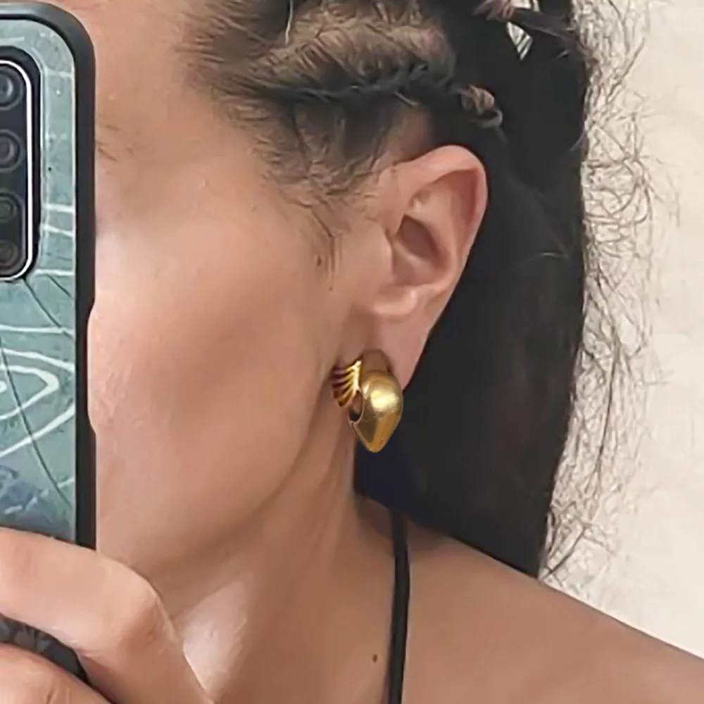 Metal color: Gold-color, Main Stone Color: black - Giga 00g Teardrop Stainless Steel Ear Expander Weights Gauges For Women, 10mm Ear Stretcher Hanger Piercing Body Jewelry