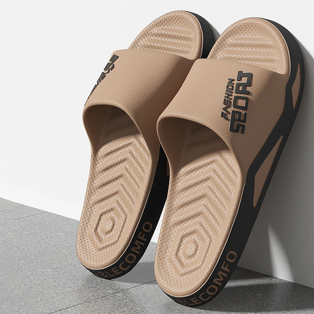 Color: SKY BLUE, Shoe Size: 48-49, Ships From: CHINA - BASATU Fashion Men's Slippers PVC Soft Sole Non-slip Slides Casual Outdoor Beach Flip Flops Home Bathroom Sandal Couples Slipper
