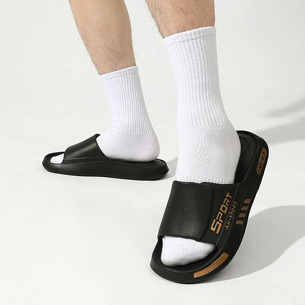 Color: SKY BLUE, Shoe Size: 48-49, Ships From: CHINA - BASATU Fashion Men's Slippers PVC Soft Sole Non-slip Slides Casual Outdoor Beach Flip Flops Home Bathroom Sandal Couples Slipper
