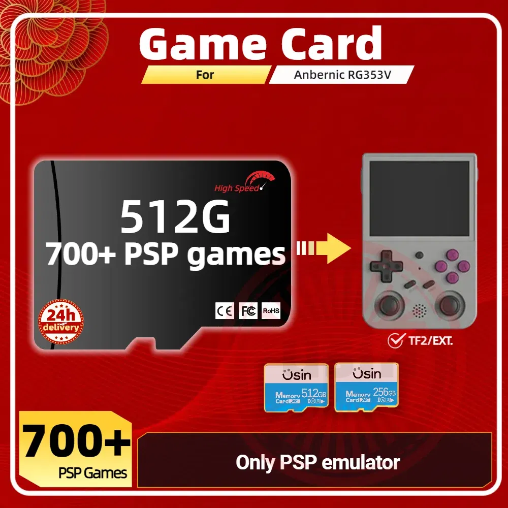 Color: Gold, Ships From: CHINA - Game Card For Anbernic RG353V RG353VS Memory TF Plug&Play Pre-install Retro Games PSP PS1 SD portable High Speed Card 1Tb 512G
