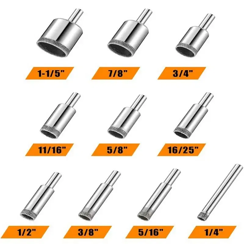 Ships From: CHINA, Color: Red - Diamond Hole Saw 10 Pieces Durable Grinder Hole Saw Diamond Drill Bit Hole Opener Hole Drill For Ceramic Glass And Tile