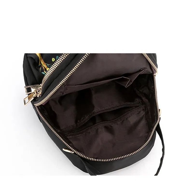 Color: Khaki, Size: 16 inches - Fashion Printing Backpack Women Large Capacity Nylon Rucksack Multilayer Crossbody Bag School Bags Waterproof Travel Knapsack