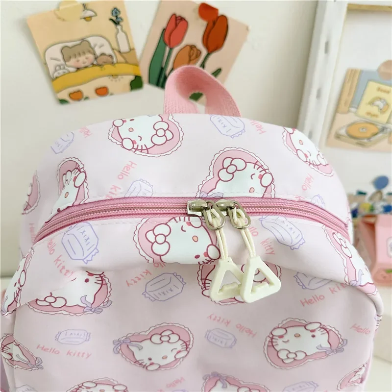 Color: Brown, Size: 12 inches - 2025 Anime Cartoon Kuromi Melody Cinnamoroll Backpack Boys Girls Cartoon Hello Kitty Kawaii Canvas Fashion Children's Schoolbag