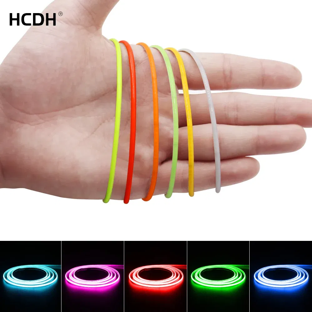 Emitting Color: Red, Color: Yellow, Length: 1m - 2.7mm Ultra Slim COB LED Strip Lights 480LEDs/m Flexible Linear Light Tape Diode Ribbon Backlight Red Amber Purple Car Dimmable