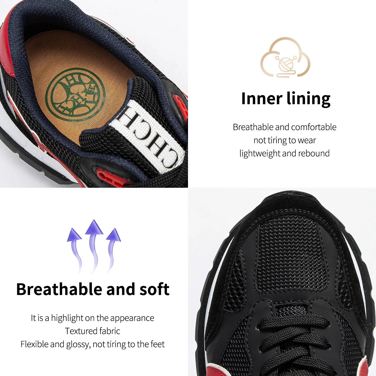 Color: GRAY, Shoe Size: 9 - CHCH Men's Tennis Shoes Black Cow Leather Material Stitching Design Men's Shoes Sports Shoes