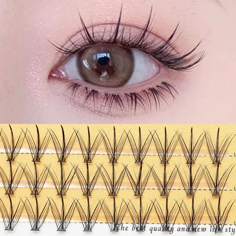 Length: 13mm - Grafting World Sunflower False Eyelashes Natural Simulation Fairy Sandwich Single Cluster Self-Adhesive Eyelashes