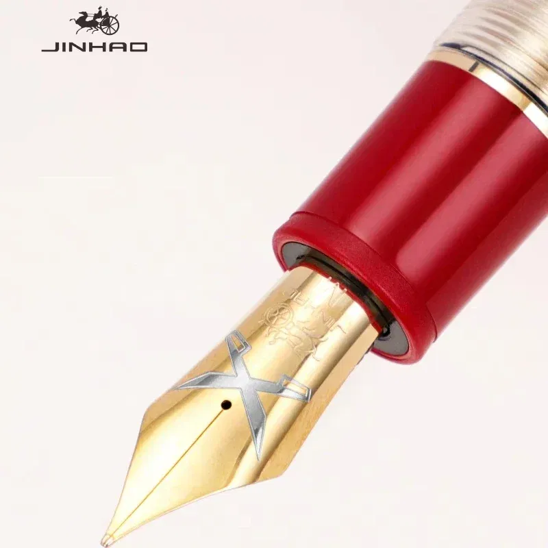 Color: Red, Nib Size: M - Jinhao 1935 TIANDAO Fountain Pen Luxury Guitar Clip F/M Sword Nib Writing Calligraphy Ink Pens Office School Supplies Stationary
