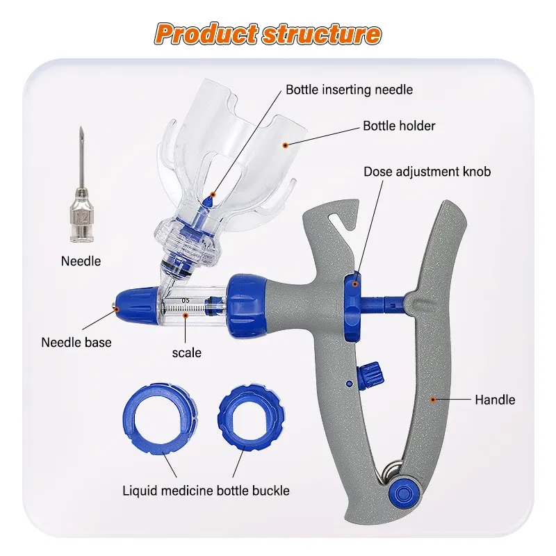 Color: Silver - 1-10ml Automatic Veterinary Continuous Syringe Animal Injection Adjustable Vaccine for Livestock Pig Cattle Sheep Chicken