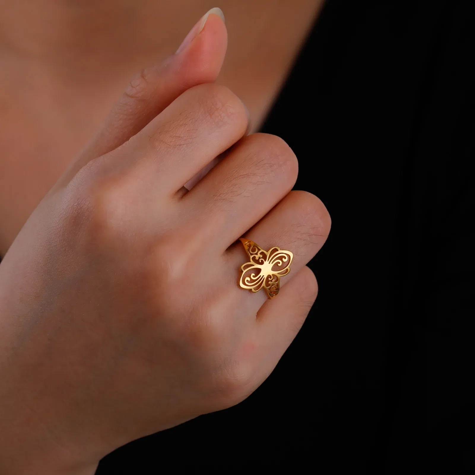 Main Stone Color: Gold, Ring Size: 11 - Skyrim Filigree Ring Stainless Steel Gold Color Elegant Finger Rings Women Bohemian Jewelry Wedding Band Gift Wholesale