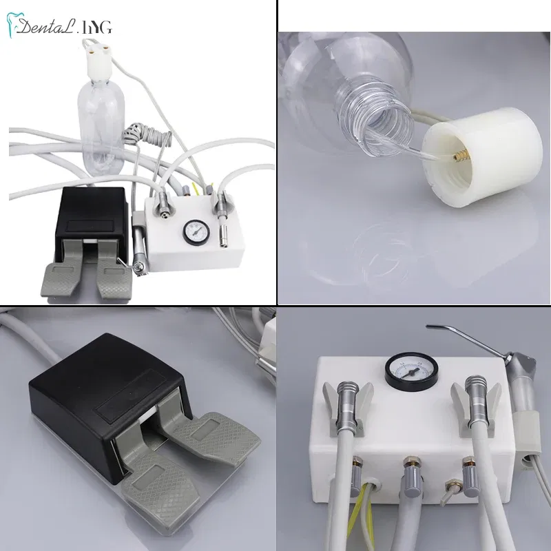 Color: Gold, Ships From: CHINA - Portable Dental Turbine Unit Air Control 3 Way Syringe Handpiece Tubing Foot Switch Dental Equipments Work With Air Compressor