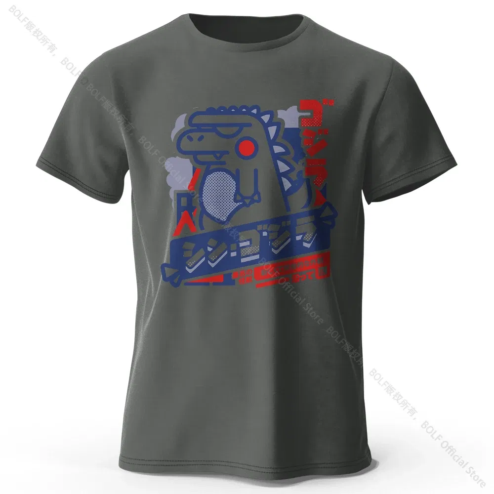 Color: Dark Grey, Size: M - Harajuku Kawaii Animal Printed 100% Cotton T-Shirt, Lightweight Round Neck Short Sleeve Tee, Unisex Casual Wear