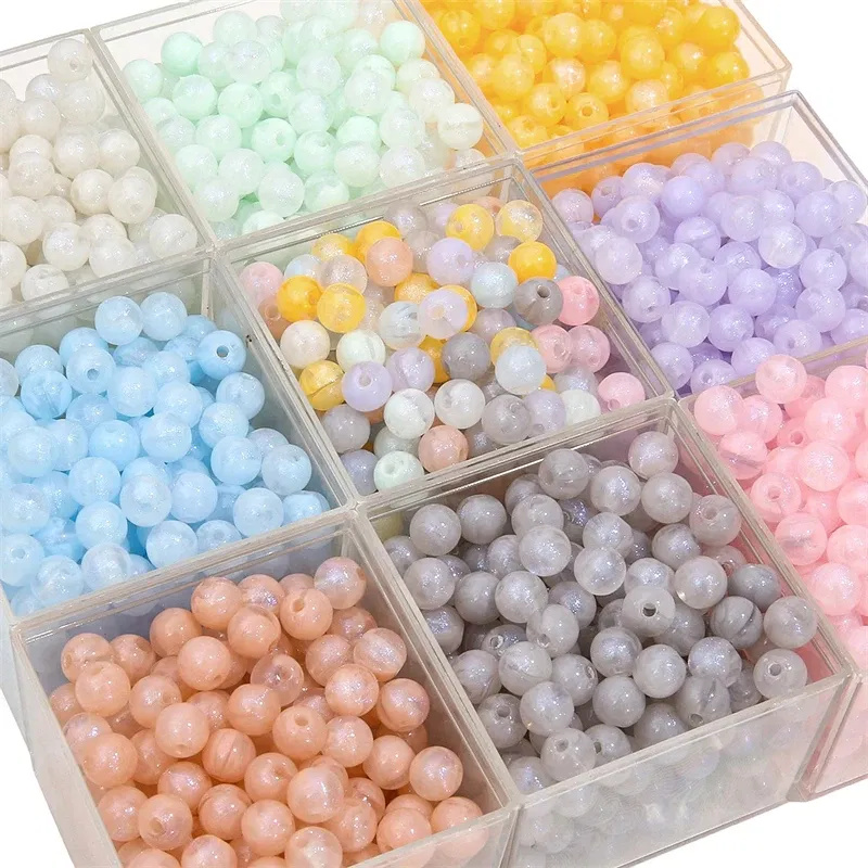 Color: Silver, Ships From: CN - 20/50pcs 8/12mm Acrylic Round Pearl Luster Beads for Earring Necklace Keychain DIY Jewelry Making