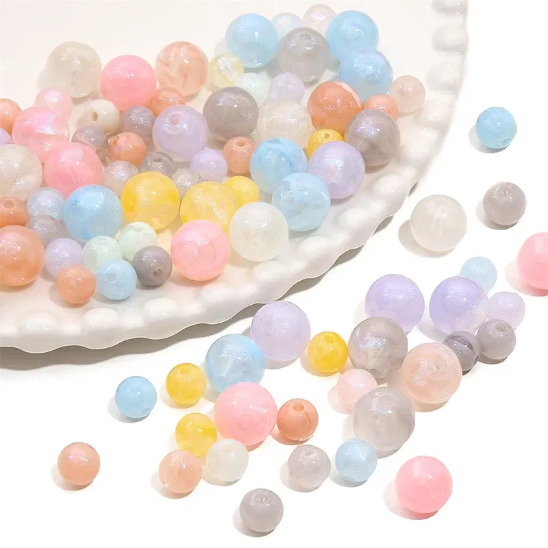 Color: Silver, Ships From: CN - 20/50pcs 8/12mm Acrylic Round Pearl Luster Beads for Earring Necklace Keychain DIY Jewelry Making