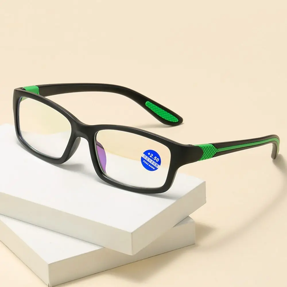 Frame Color: GRAY, Eye Prescription: +100 - Reading Glasses Men Fashion Sports Anti-blue Light Blocking Reading Eyewear Grey Red TR90 Frame Presbyopia Eyeglasses