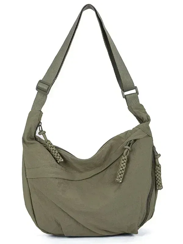 Green Trendy Women's Soft Cloth Shoulder Bag Solid Color Student Casual Style Big Handbags Crossbody Bags for Women Shoulder Hobos Bag