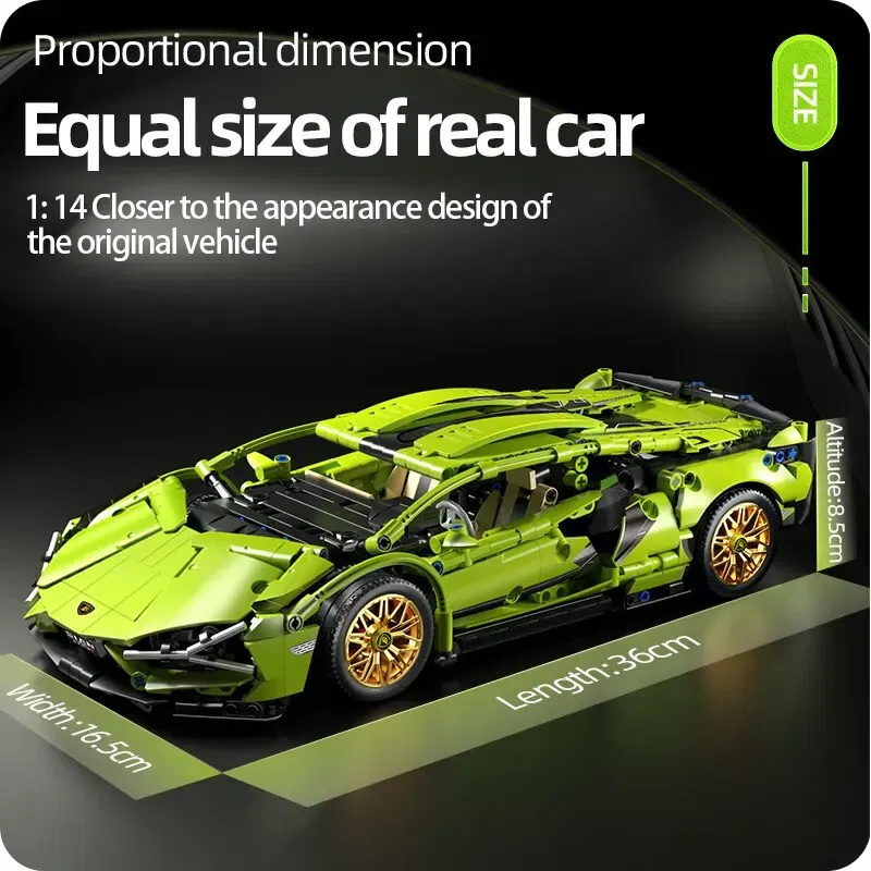 Color: RED - Technical Racing Sport Car 1280PCS Model Building Blocks City Mechanical Speed Vehicle Supercar Brick Puzzle Toys Kid Adult Gift