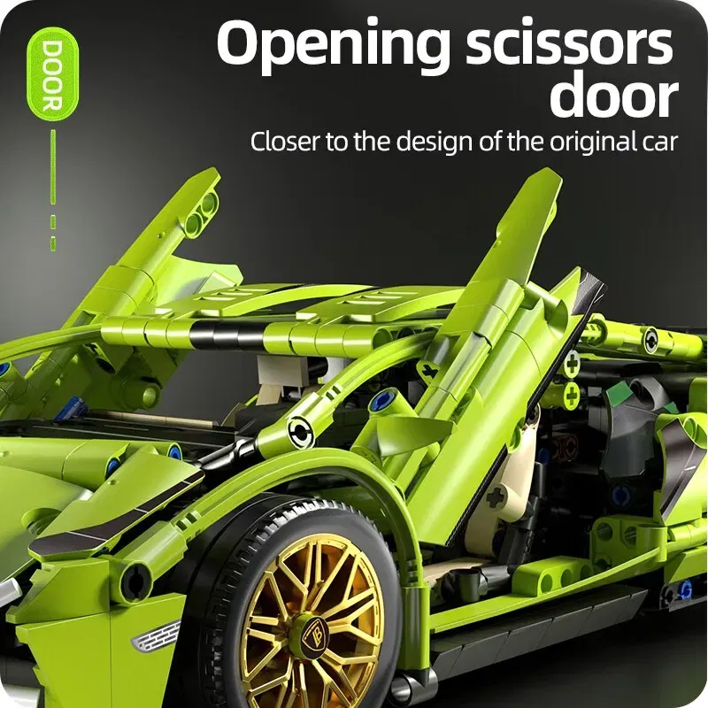 Color: RED - Technical Racing Sport Car 1280PCS Model Building Blocks City Mechanical Speed Vehicle Supercar Brick Puzzle Toys Kid Adult Gift