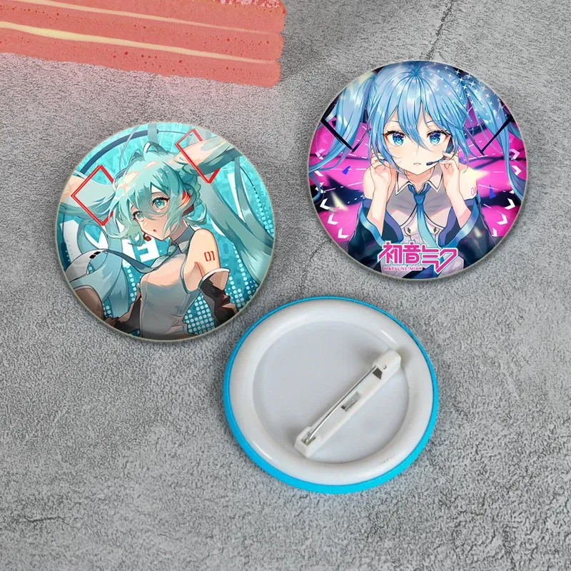 Color: Light Grey, Size: M - 58/44/32mm Miku Anime Round Pins Cartoon Badges Cosplay Handmade Tinplate Brooch on Backpack Clothes Chest Ornament Gifts