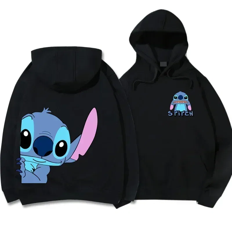 Color: Pink, Size: 8T - Disney Hoodie Fashion Stitch Angel Monster Letter Cartoon Sweatshirt Pullover Cute Harajuku Unisex Women's Pocket Top
