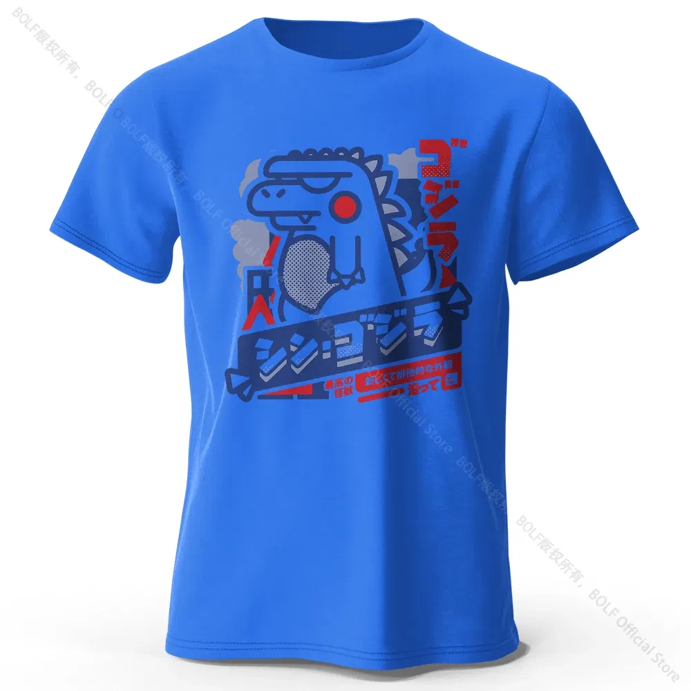 Color: Blue, Size: XL - Harajuku Kawaii Animal Printed 100% Cotton T-Shirt, Lightweight Round Neck Short Sleeve Tee, Unisex Casual Wear