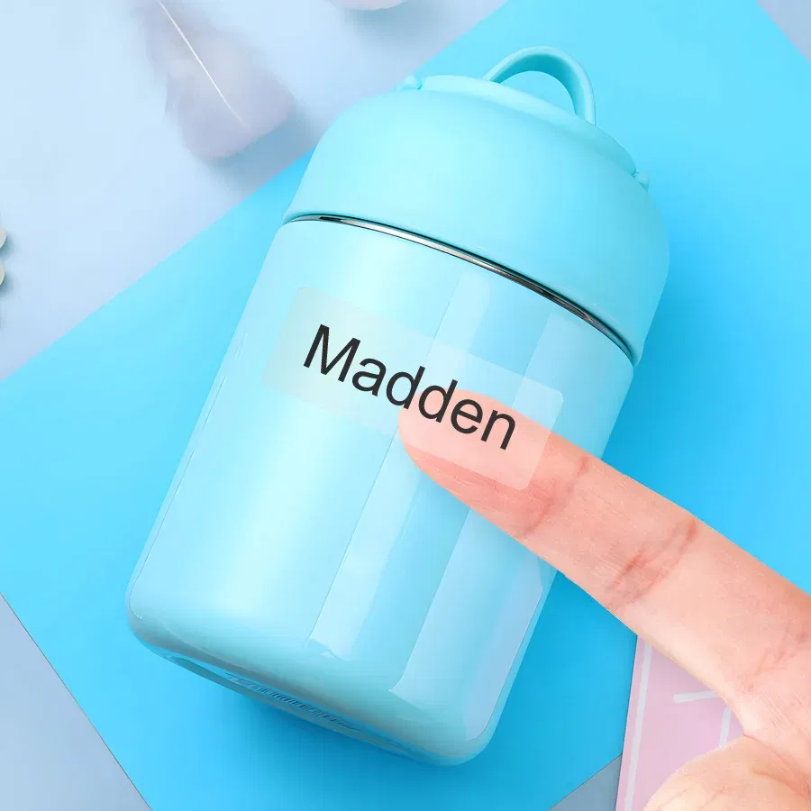 Color: Light Grey - Transparent Waterproof Name Stickers for School-Custom Labels,Multilingual Text, Kids DIY Crafts & Sports Bottle Marking