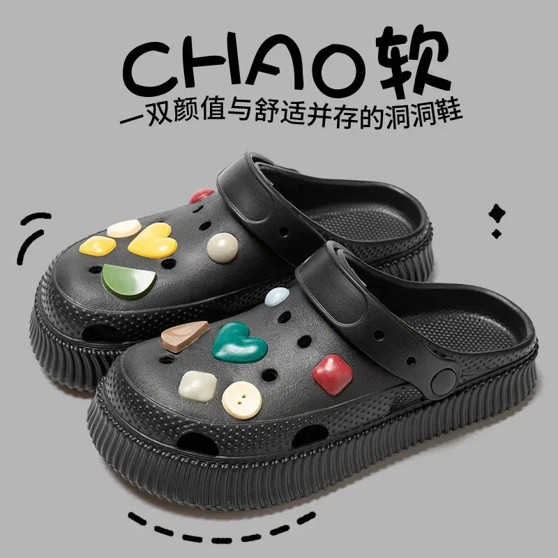 Color: Olivine, Shoe Size: 38-39 - Shoes hole shoes girls wear outside couple bag head women cool slippers