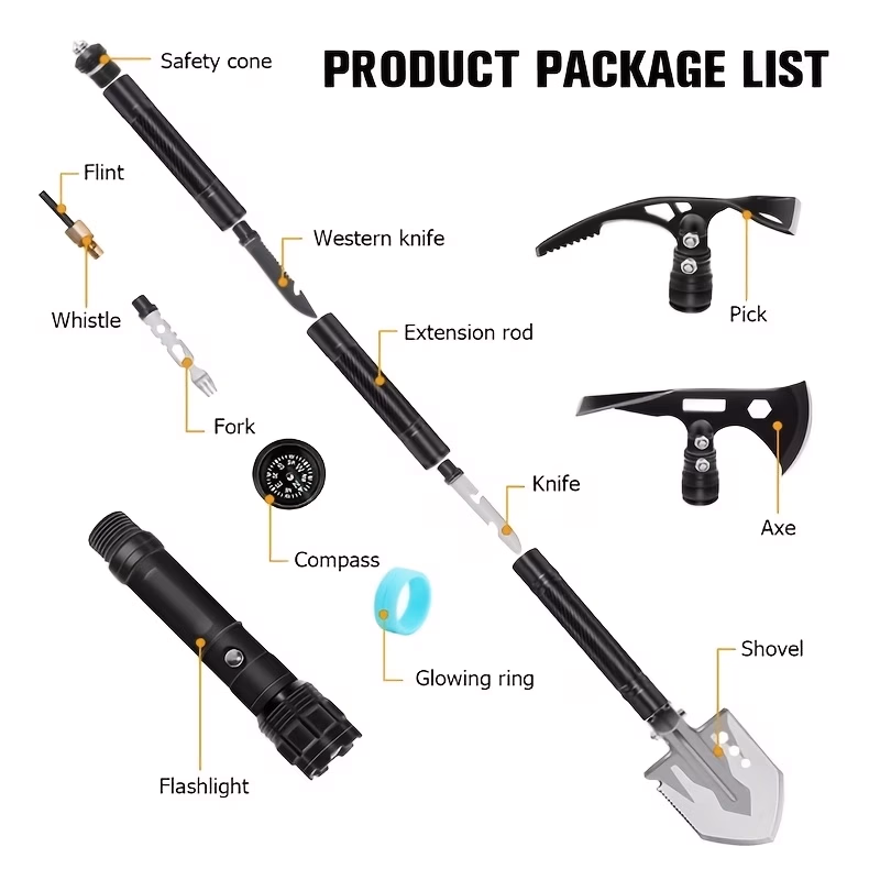 Garden Tool Axe Hatchet 3 Heads in 1 Folding Shovel Comes with Carry Case (Batteries Not Included) – Versatile All-in-One Gardening Solution