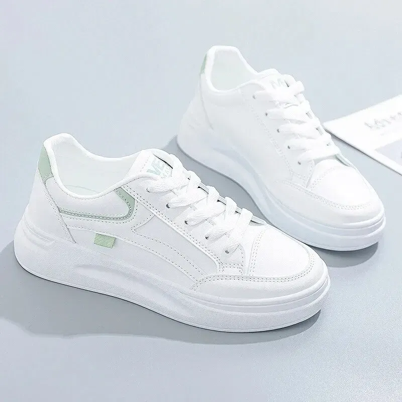 Shoe Size: 40, Color: WHITE - Fashion Women's Shoes Summer Thick Sole White Spring Autumn Breathable Platform Tennis Woman Runing Shoes Female Casual Sneaker