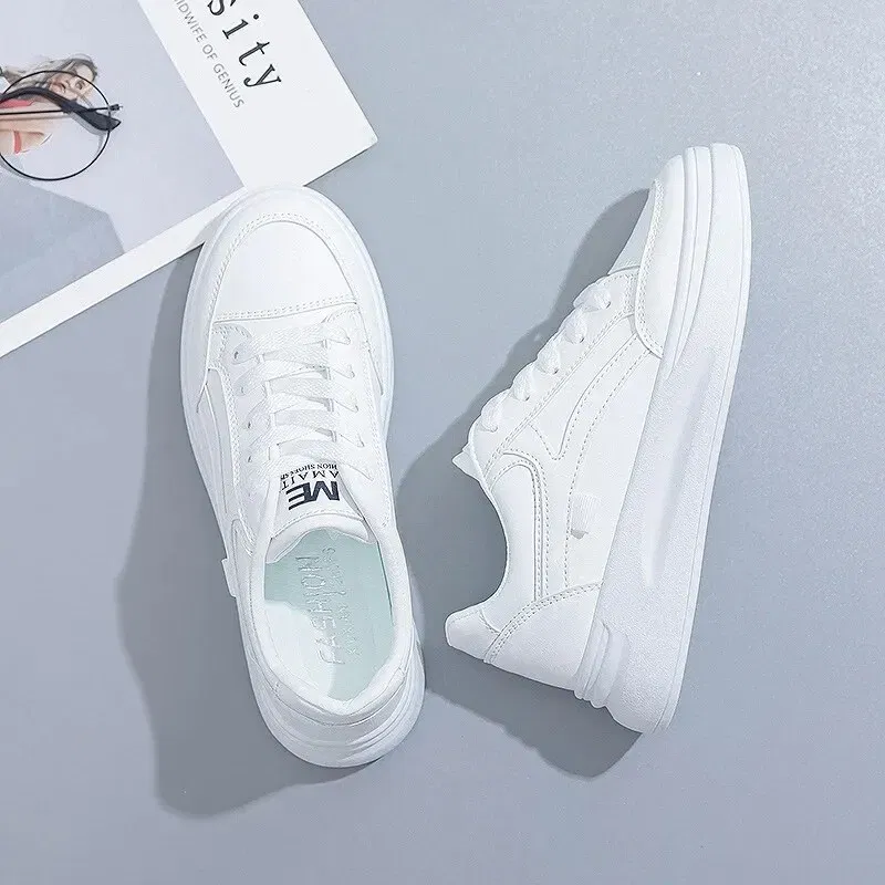 Shoe Size: 40, Color: WHITE - Fashion Women's Shoes Summer Thick Sole White Spring Autumn Breathable Platform Tennis Woman Runing Shoes Female Casual Sneaker