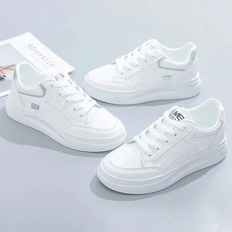 Shoe Size: 40, Color: WHITE - Fashion Women's Shoes Summer Thick Sole White Spring Autumn Breathable Platform Tennis Woman Runing Shoes Female Casual Sneaker