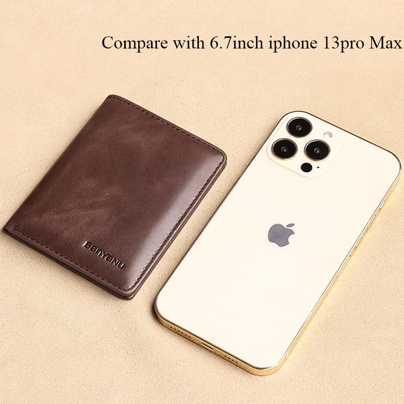 Color: black - Simple Design Men Card Holder Purse Vertical Slim Money Clip Genuine Leather Wallet for Men Anti RFID