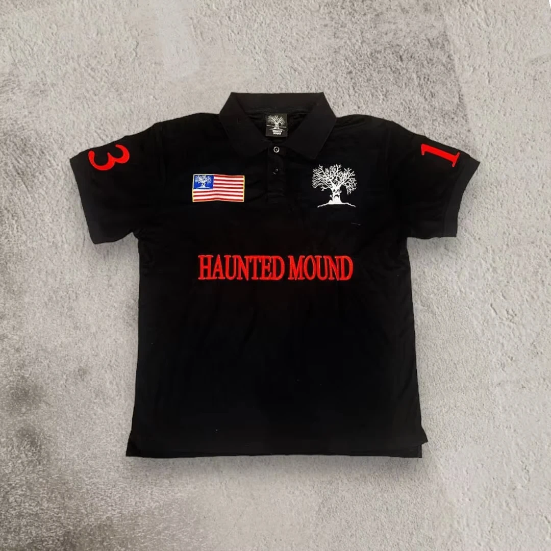 Color: WHITE, Size: S - Mens Womens Retro Hip Hop Shirts Y2K Polo Shirts T Shirt Letter Pattern Embroidered Short Sleeve Casual Shirt New Cotton Tops