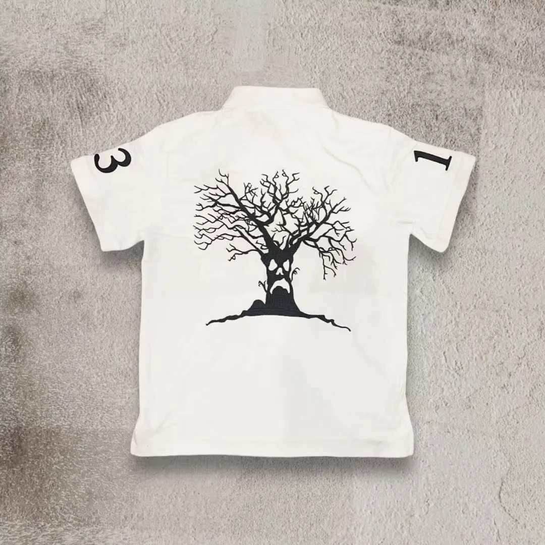 Color: WHITE, Size: S - Mens Womens Retro Hip Hop Shirts Y2K Polo Shirts T Shirt Letter Pattern Embroidered Short Sleeve Casual Shirt New Cotton Tops